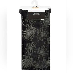 Halloween velvet plush throw blanket- Black w Silver Metallic Spiderwebs- 50x60